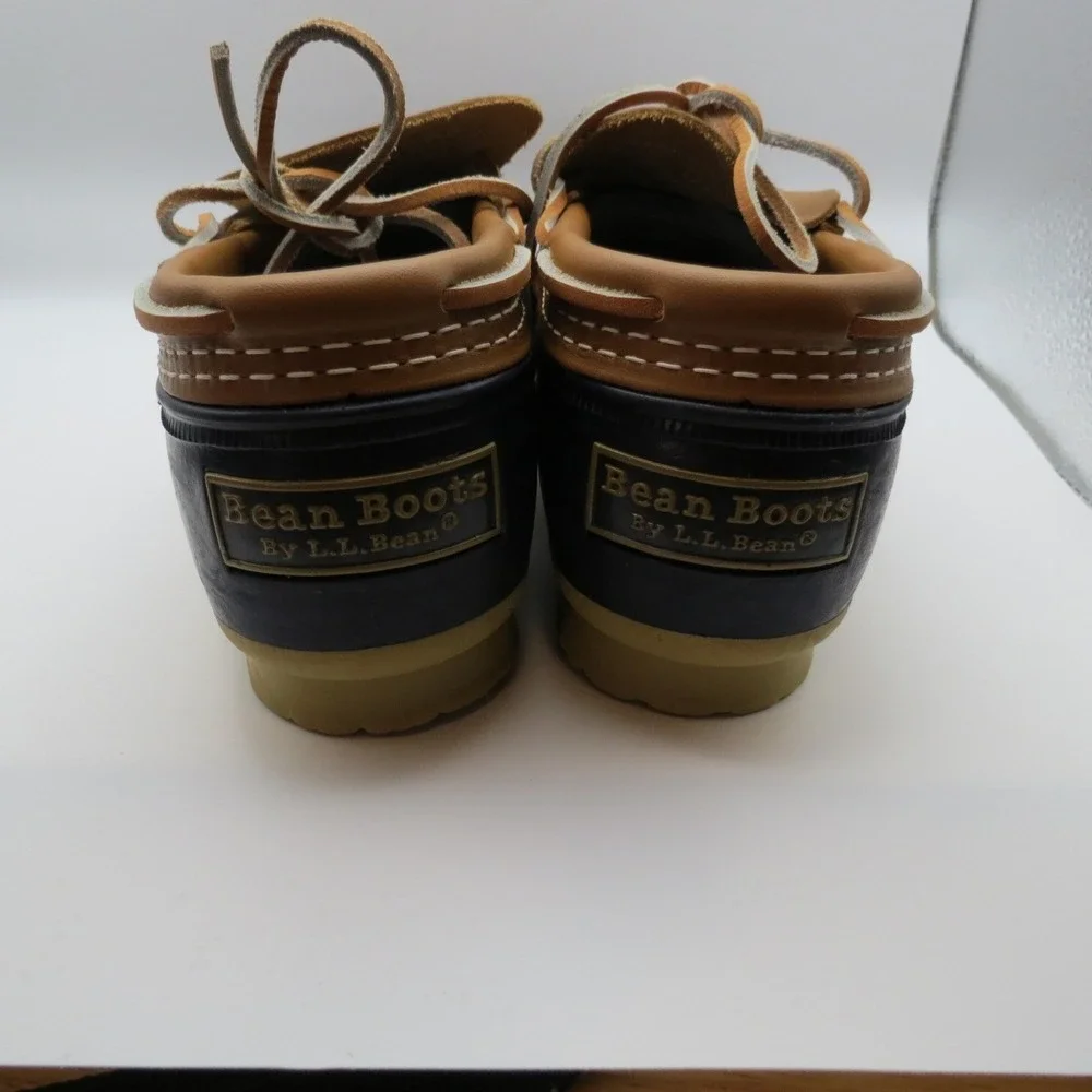 L.L. Bean Mens Navy Low Duck Mocs Gumshoe Boots Outdoors Rugged Leather Sz 8N